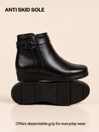 textured leather closed toe slides women