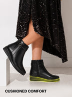 textured leather closed toe slides women