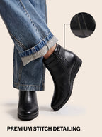 textured leather closed toe slides women