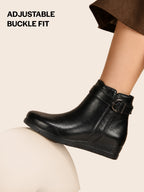 textured leather closed toe slides women