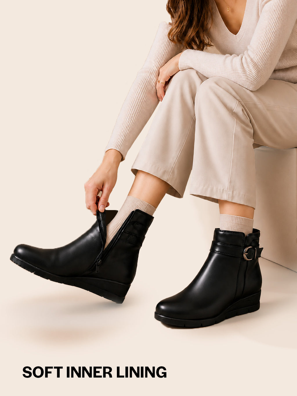 textured leather closed toe slides women