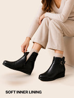 textured leather closed toe slides women