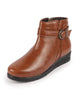 Women Tan High Ankle Broad Feet Side Zipper Closure Casual Buckle Boots