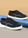 Men Black Colorblocked Upper Denim Strip Design Comfort Lace Up Canvas Sneakers Shoes