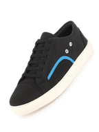 Men Black Colorblocked Upper Denim Strip Design Comfort Lace Up Canvas Sneakers Shoes