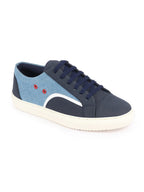 Shop Men Sky Blue Colorblocked Upper Denim Strip Design Comfort Lace Up Canvas Sneakers Shoes Online.