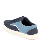 Shop Men Sky Blue Colorblocked Upper Denim Strip Design Comfort Lace Up Canvas Sneakers Shoes Online.
