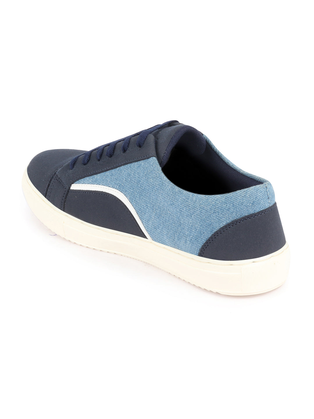 Shop Men Sky Blue Colorblocked Upper Denim Strip Design Comfort Lace Up Canvas Sneakers Shoes Online.