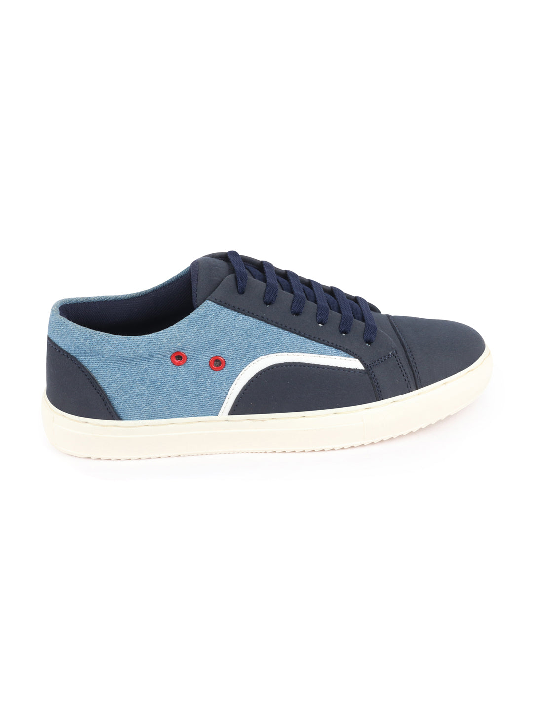 Shop Men Sky Blue Colorblocked Upper Denim Strip Design Comfort Lace Up Canvas Sneakers Shoes Online.
