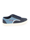 Men Sky Blue Colorblocked Upper Denim Strip Design Comfort Lace Up Canvas Sneakers Shoes