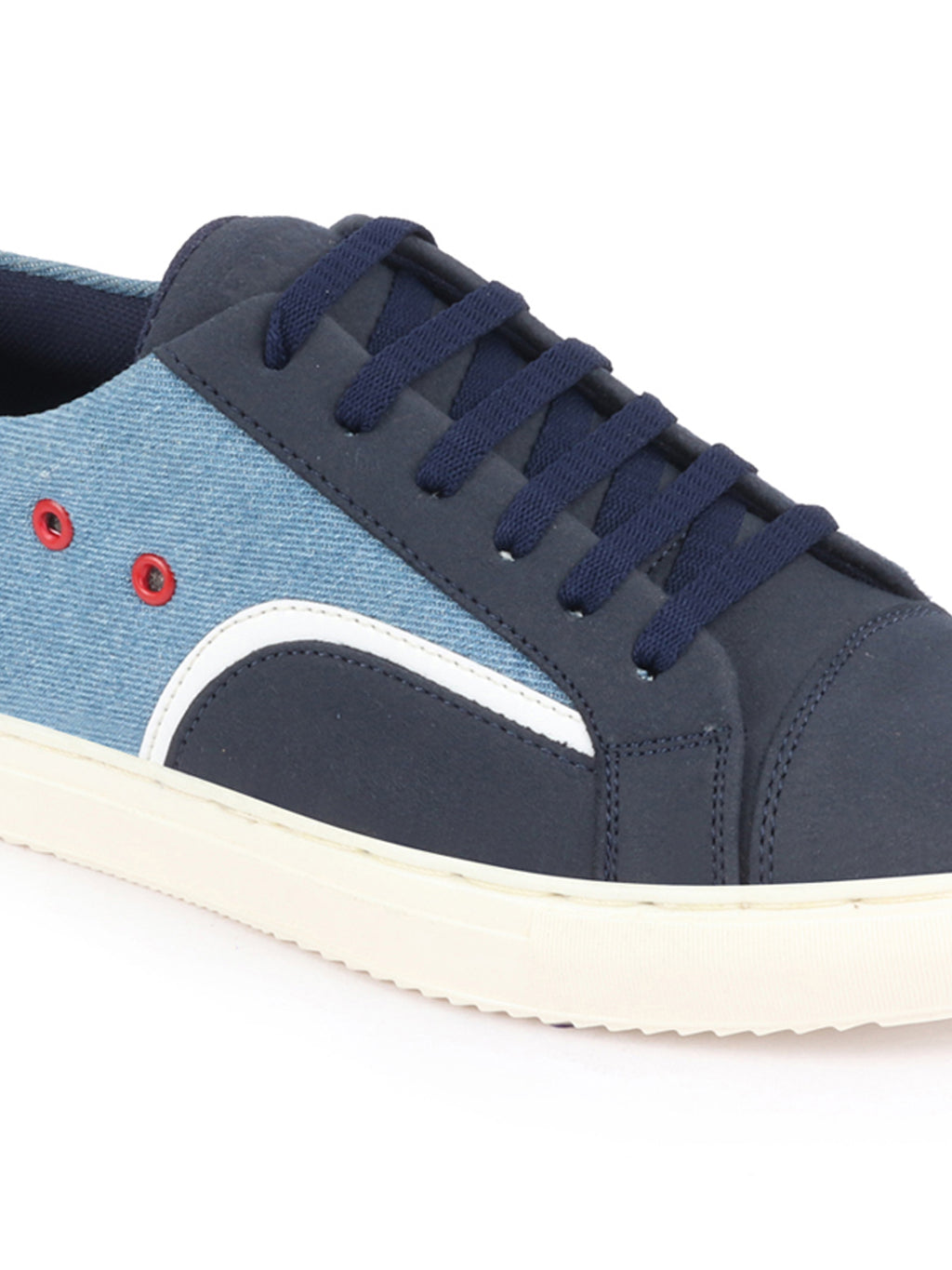 Shop Men Sky Blue Colorblocked Upper Denim Strip Design Comfort Lace Up Canvas Sneakers Shoes Online.