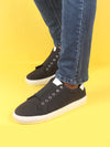 Shop Men Black Elastic Closure Comfort Canvas Denim Slip On Sneaker Shoes Online.