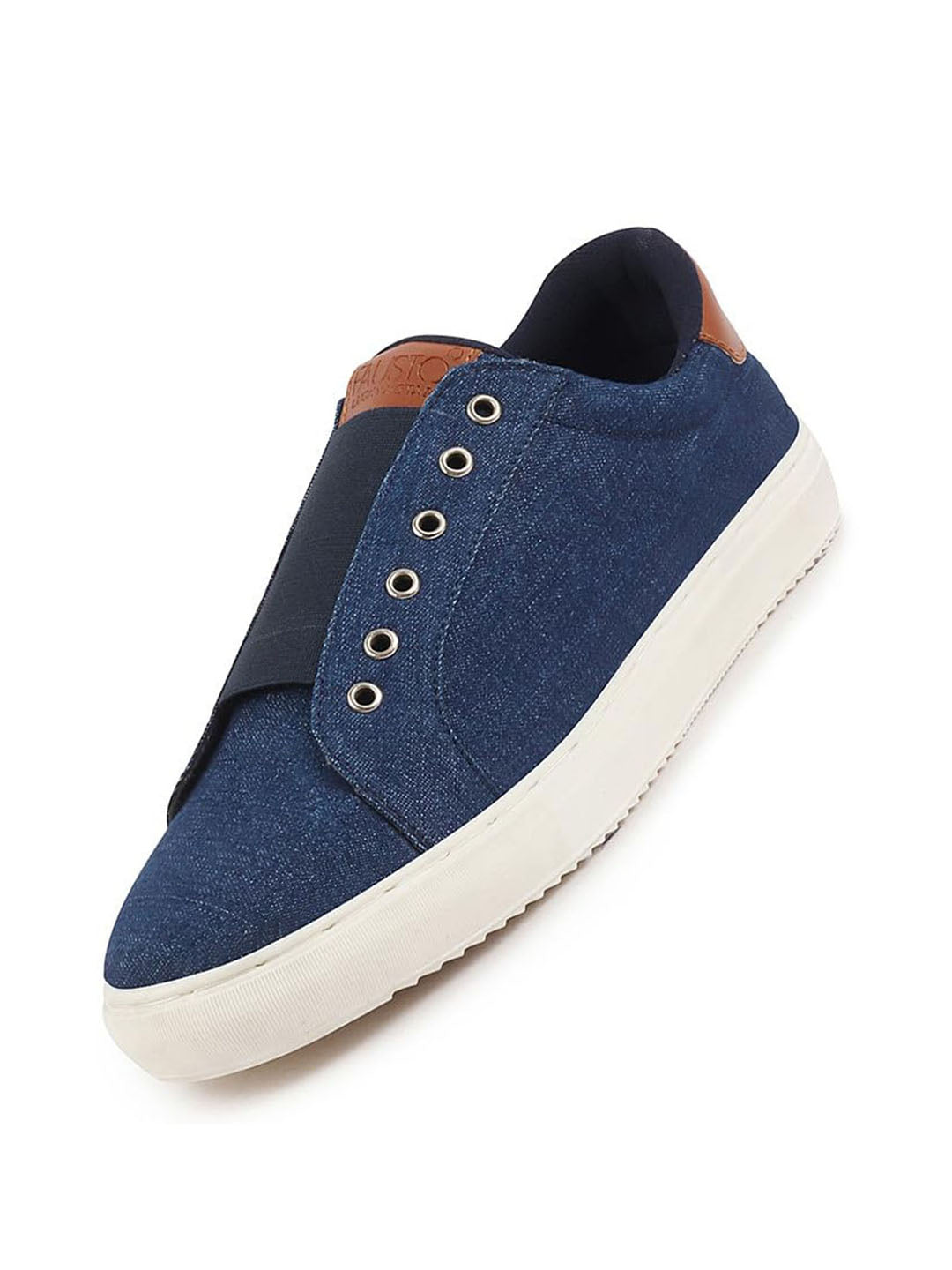 Men Navy Blue Elastic Closure Comfort Canvas Denim Slip On Sneaker Shoes
