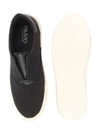 Shop Men Black Classic Upper Denim Comfort No Touch Slip On Canvas Sneakers Shoes Online.