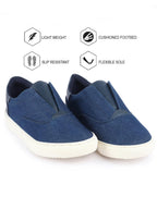 Shop Men Navy Blue Classic Upper Denim Comfort No Touch Slip On Canvas Sneakers Shoes Online.