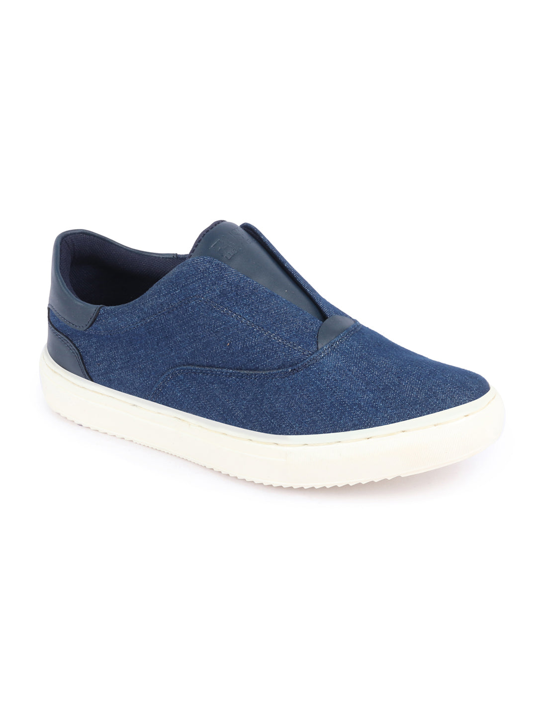 Shop Men Navy Blue Classic Upper Denim Comfort No Touch Slip On Canvas Sneakers Shoes Online.