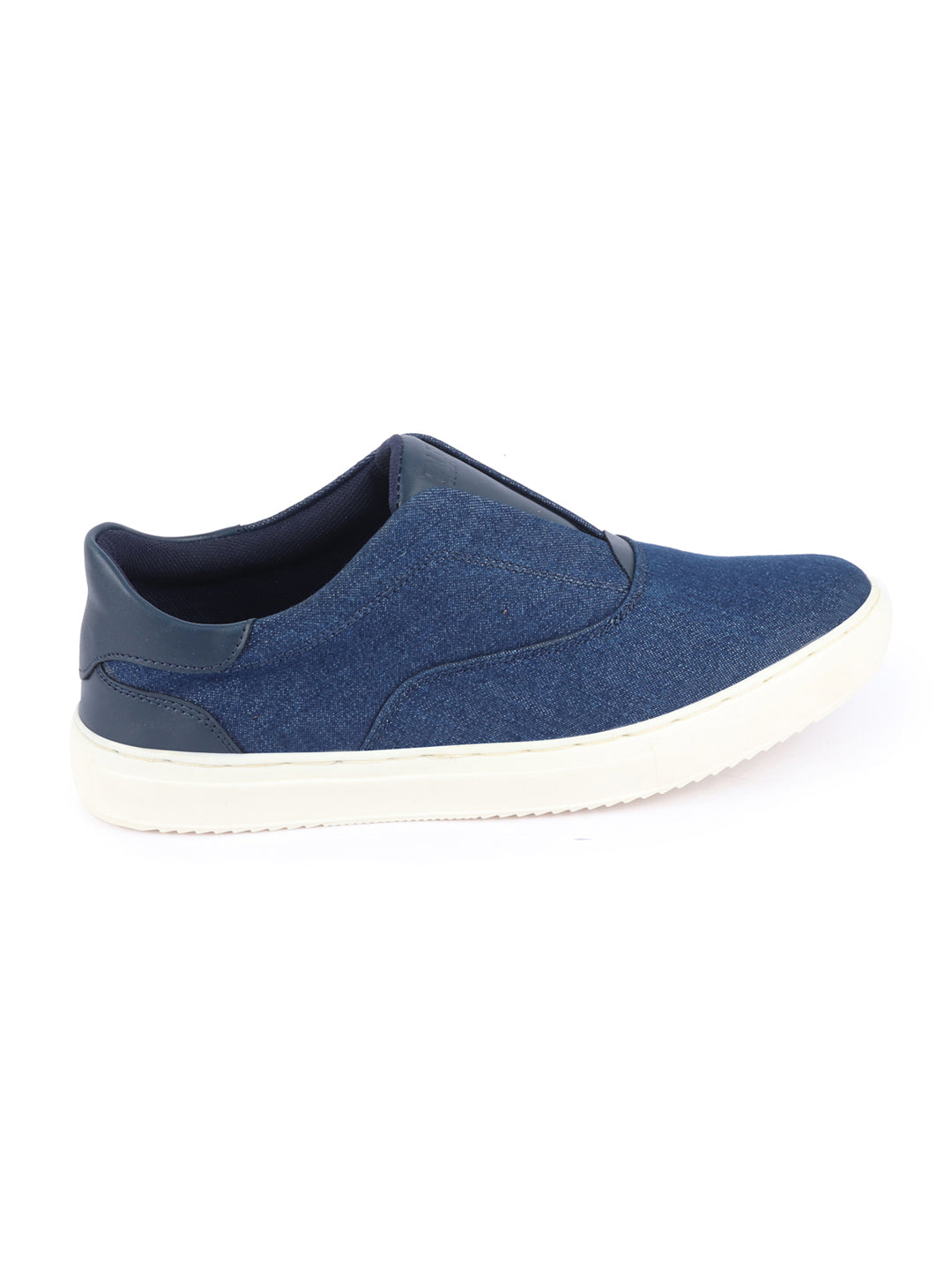 Shop Men Navy Blue Classic Upper Denim Comfort No Touch Slip On Canvas Sneakers Shoes Online.
