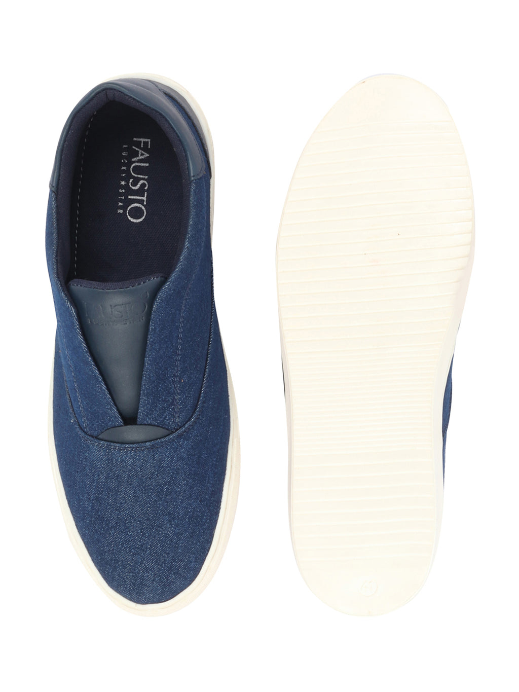 Shop Men Navy Blue Classic Upper Denim Comfort No Touch Slip On Canvas Sneakers Shoes Online.