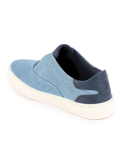 Men Sky Blue Classic Upper Denim Comfort No Touch Slip On Canvas Sneakers Shoes