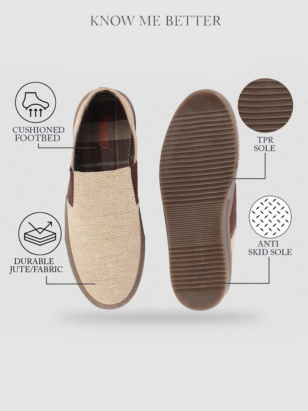 Shop Men Beige Colorblocked Classic Jute/Fabric Slip On Canvas Sneaker Slip On Casual Shoes Online.