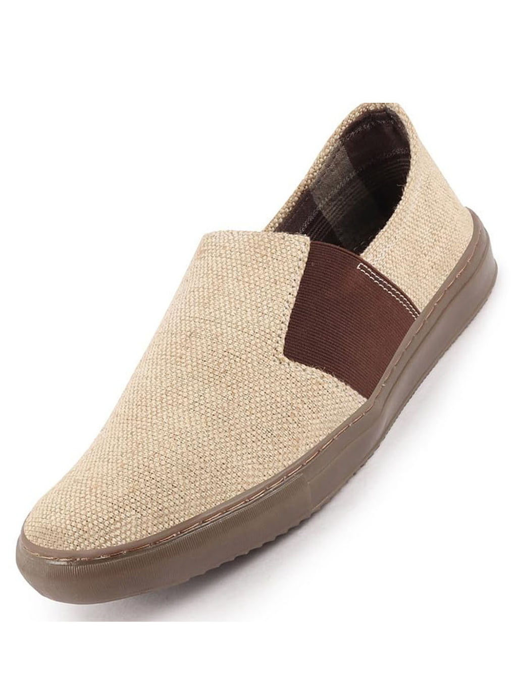 Shop Men Beige Colorblocked Classic Jute/Fabric Slip On Canvas Sneaker Slip On Casual Shoes Online.
