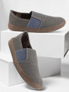Men Grey Colorblocked Classic Jute/Fabric Slip On Canvas Sneaker Slip On Casual Shoes