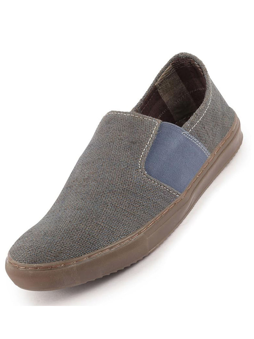 Men Grey Colorblocked Classic Jute/Fabric Slip On Canvas Sneaker Slip On Casual Shoes