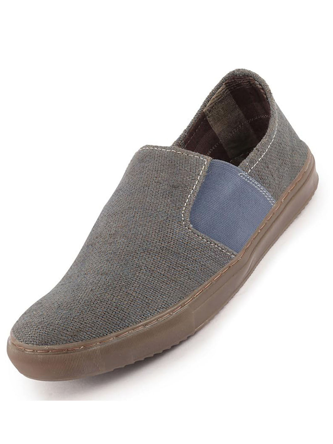Men Grey Colorblocked Classic Jute/Fabric Slip On Canvas Sneaker Slip On Casual Shoes