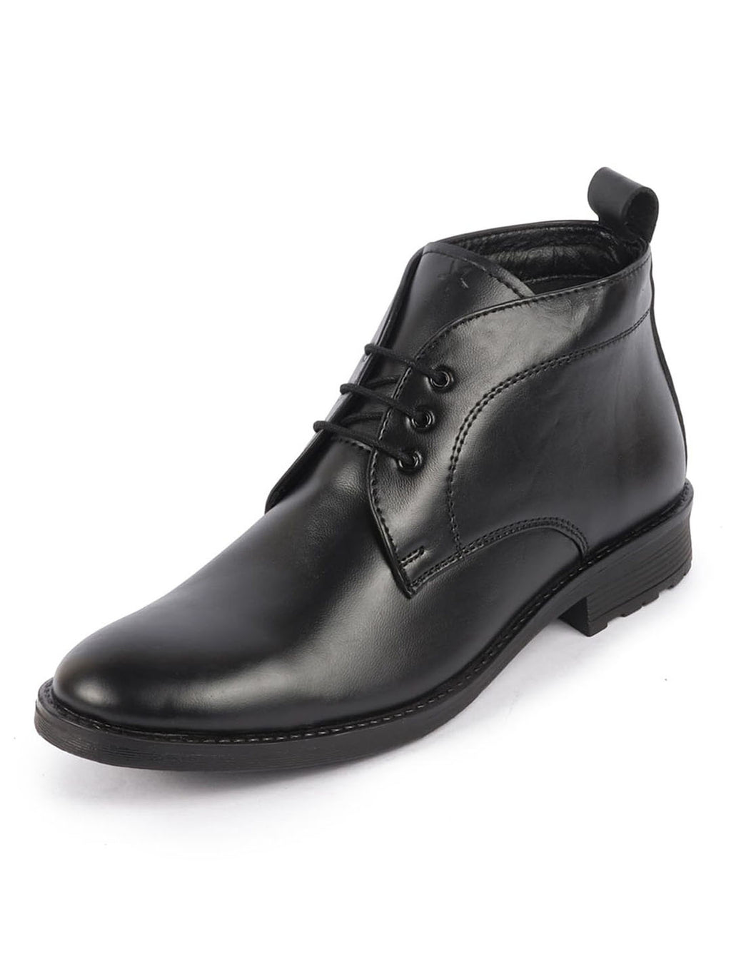 men black genuine leather broad feet mid top chukka lace up boots with tpr welted sole