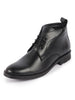 Men Black Genuine Leather Broad Feet Mid Top Chukka Lace Up Boots with TPR Welted Sole