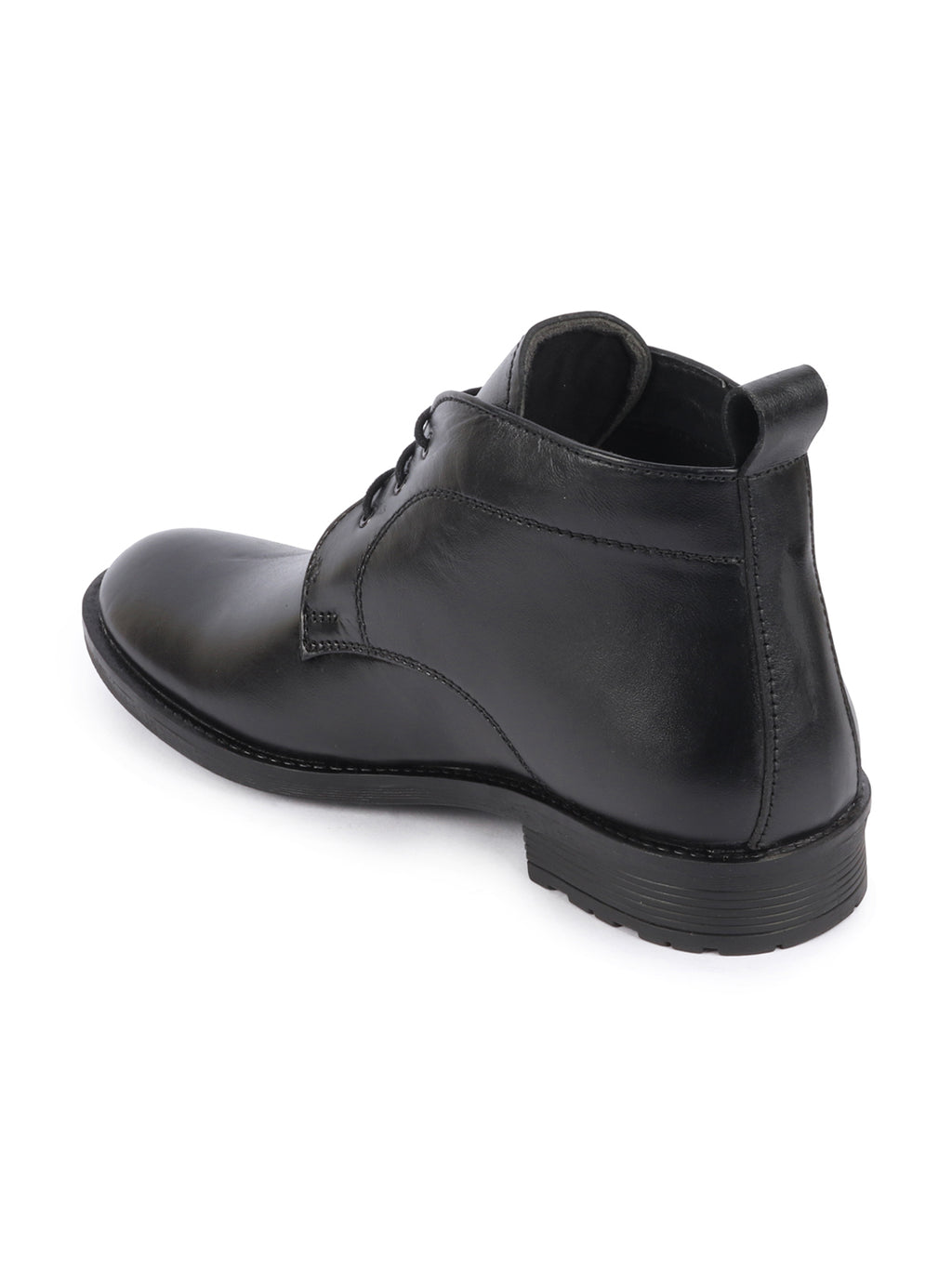 men black genuine leather broad feet mid top chukka lace up boots with tpr welted sole