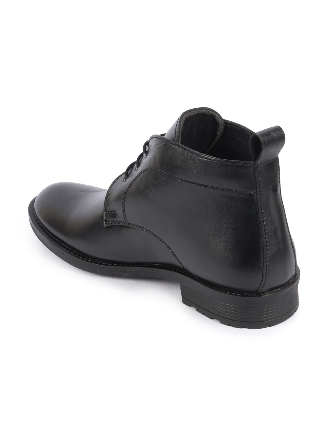 men black genuine leather broad feet mid top chukka lace up boots with tpr welted sole