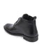 Men Black Genuine Leather Broad Feet Mid Top Chukka Lace Up Boots with TPR Welted Sole