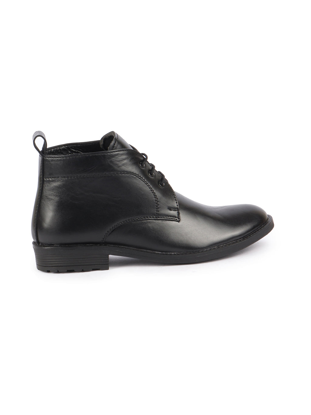 men black genuine leather broad feet mid top chukka lace up boots with tpr welted sole