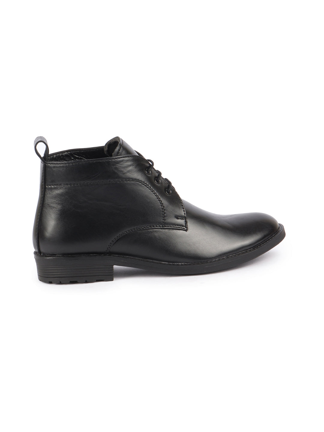 men black genuine leather broad feet mid top chukka lace up boots with tpr welted sole