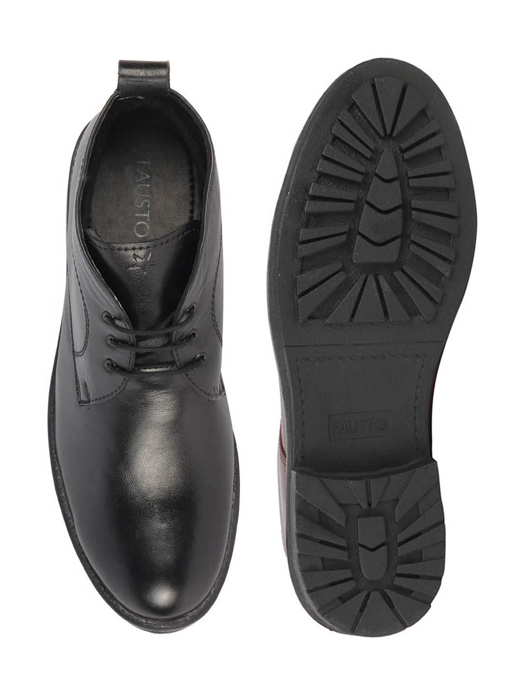 men black genuine leather broad feet mid top chukka lace up boots with tpr welted sole