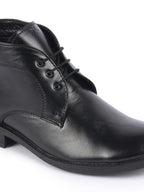 men black genuine leather broad feet mid top chukka lace up boots with tpr welted sole