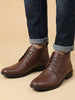 Men Brown Genuine Leather Broad Feet Mid Top Chukka Lace Up Boots with TPR Welted Sole