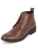 Men Brown Genuine Leather Broad Feet Mid Top Chukka Lace Up Boots with TPR Welted Sole