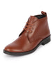Men Tan Genuine Leather Broad Feet Mid Top Chukka Lace Up Boots with TPR Welted Sole
