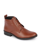 men tan genuine leather broad feet mid top chukka lace up boots with tpr welted sole