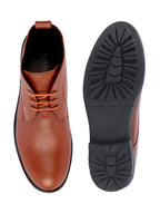 men tan genuine leather broad feet mid top chukka lace up boots with tpr welted sole
