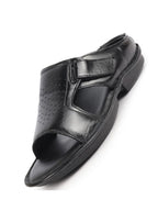 Men Black Formal Leather Slip-On Slippers