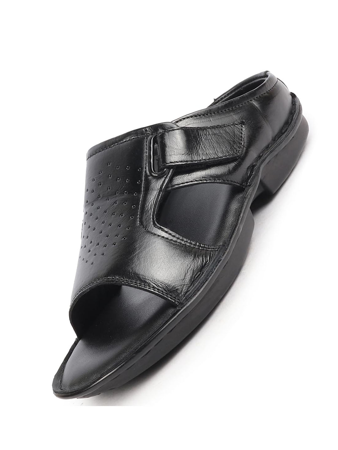Men Black Formal Leather Slip-On Slippers