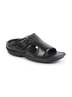 Men Black Formal Leather Slip-On Slippers
