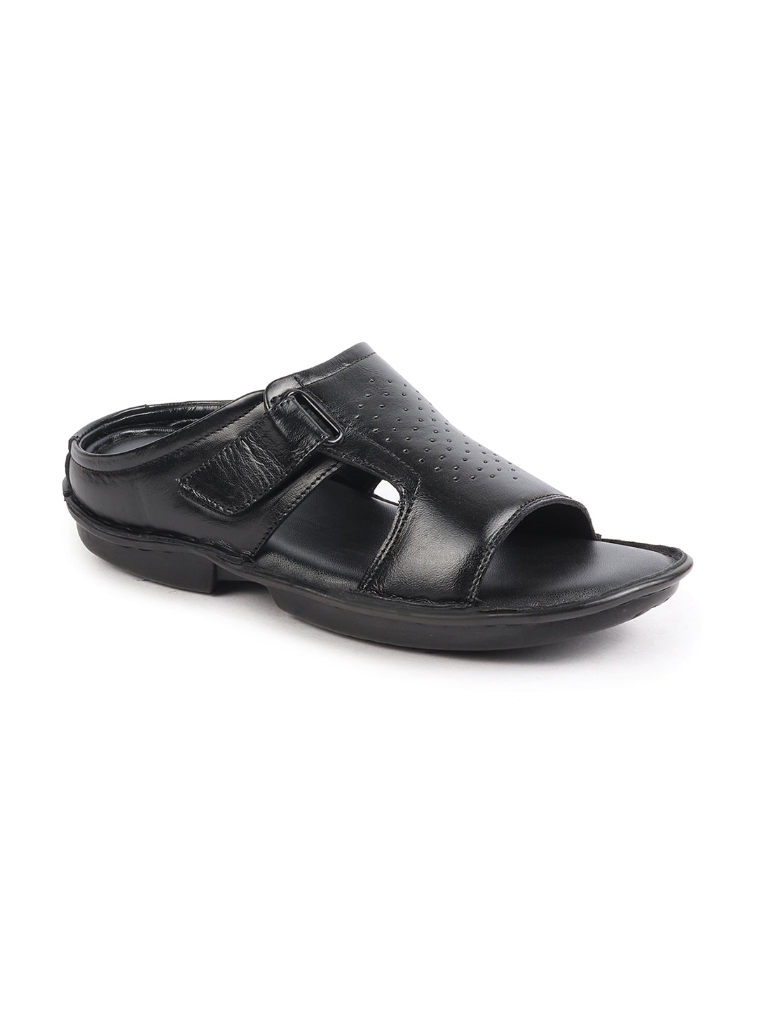 Men Black Formal Leather Slip-On Slippers