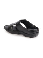 Men Black Formal Leather Slip-On Slippers