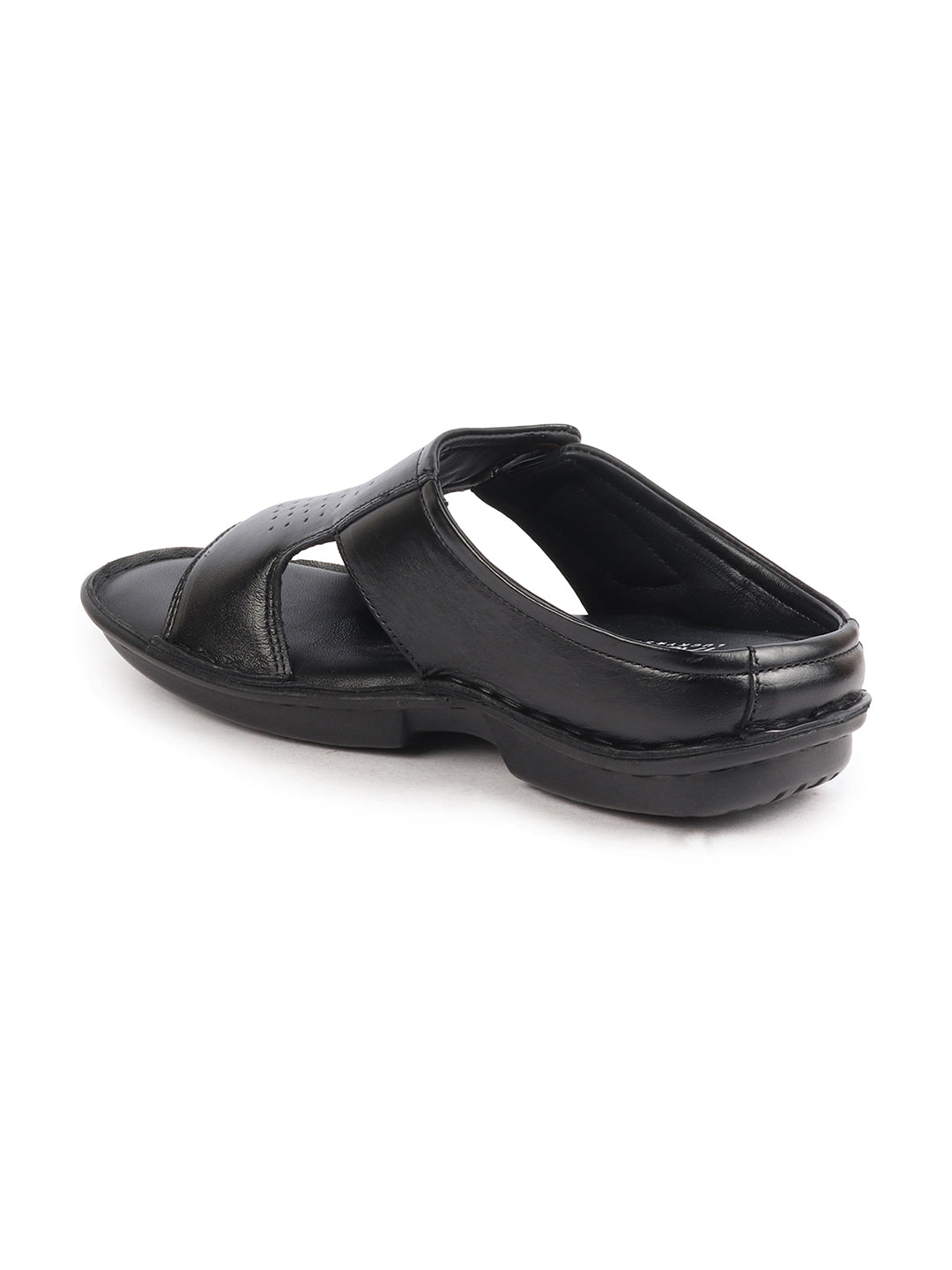 Men Black Formal Leather Slip-On Slippers