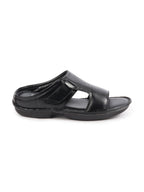 Men Black Formal Leather Slip-On Slippers