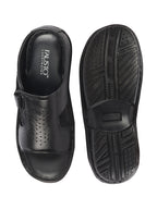 Men Black Formal Leather Slip-On Slippers